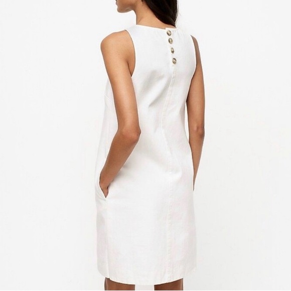 J. Crew White Sleeveless Mini Shift Dress with button detail Size 2 - Picture 2 of 6